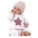 Llorens: Novorozená plačící holčička v plyšovém pyžamu se vzorem hvězd 36 cm.