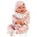 Llorens: Tala Sonrisas 44cm novorozenecká panenka s hlasem v růžovém overalu.