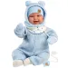 Llorens: Talo Sonrisas 44cm novorozenecká panenka se zvukem v modrém kapucovém oblečení.