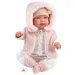 Llorens: Tina 44cm novorozenec v růžové kapucové vestě