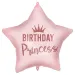 Narozeninový fóliový balónek – s nápisem „Birthday Princess“, ve tvaru hvězdy, růžový, 46 cm