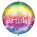 Narozeninový fóliový balónek – s nápisem „Happy Birthday“, s duhovým hvězdicovým vzorem 46 cm