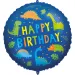 Narozeninový fóliový balónek – s nápisem „Happy Birthday“, s motivem dinosaura, 46 cm