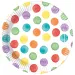 Papírové talíře s barevnými puntíky na bílém podkladu, sada 8 ks.