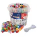 PlayBox: Barevné a průhledné korálky na navlékání v kbelíku, sada 1000 ks s 5m šňůrou