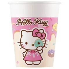 Sada 8 papírových kelímků Hello Kitty a Kuromi, 200 ml