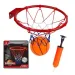 Sada kovového basketbalového koše s barevnou sítí, míčem a pumpou o průměru 24 cm.