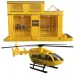 Velká stavební sada s vozidly, budovou a vrtulníkem, 9 kusů.