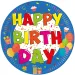 Veselý narozeninový talíř s nápisem "Happy Birthday", sada 8 ks
