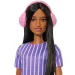 Barbie: Fashionista Přítelkyně stylová módní panenka s sluchátky v fialových šatech – Mattel obrázek 3
