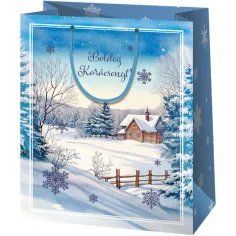 Cardex: Zasněžená krajina vánoční velká dárková taška 26x13x33cm