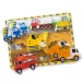 Těžké strojové silné dřevěné tvarové puzzle 6 dílů - Melissa & Doug